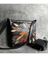 Black Vegan Leather Crossbody Bag: Small Faux Leather Shoulder Purse - $93.00
