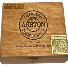 Ashton Vintage  Dominican Republic Imported Corona Wood Cigar Box 6.5x6 In - $12.00