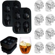 Party Essentials: 2-Pack 3D Skull Silicone Ball Mold Ice Cube Tray for Whiskey C - £8.01 GBP