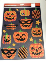 Halloween Spooky Cute Pumpkins 17 Pieces Window Film Clings Stars Decora... - £14.14 GBP