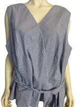 NWT Talbots Woman Blue and White Striped V Neck Sleeveless Peplum Waist Top 22W - £45.45 GBP