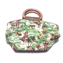 Relic Womens Hawaiian Handbags Purse Green Flowers Canvas Wood Handles - £13.80 GBP