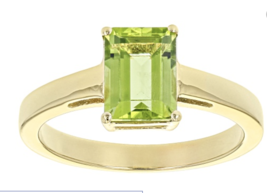 Green Peridot Birthstone August 18K Gold Sterling Silver Ring 6 7 8 9 10 - £127.88 GBP