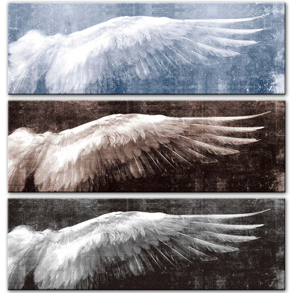 Kids Room Angel Wings Vintage Black And White Wall Art HQ Canvas Print Item image 4