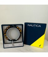 NAUTICA Tiger Eye Beaded Feather Charm Bracelet, Uni Sex, Brown/Black, NWT - $49.00