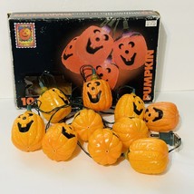 Vintage Pumpkin Hollow Halloween Pumpkin String Lights Jack-O-Lantern w/Box 1996 - £12.35 GBP