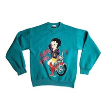 Vintage Betty Boop 1994 Biker Sweatshirt Size Medium Signal Sports Green Sweater - £61.19 GBP