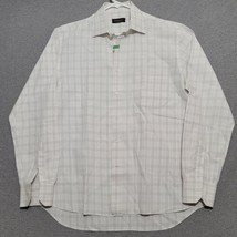 Canali Men&#39;s Dress Shirt Size 48-16 Beige Striped Check Long Sleeve - $139.87