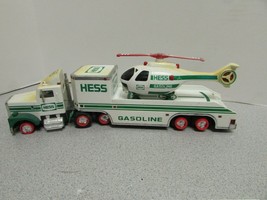 HESS 1995 TRAILER WITH HELICOPTER YELLOWED WITH AGE NO BOX L247 - £4.33 GBP