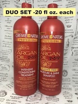 Creme Of Nature Argan Oil 2 Pcs Sulfate Free Shampoo &amp; Int. Cond. Treatment 20oz - £16.47 GBP