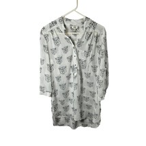 Marisol Women&#39;s 3/4 Sleeve Sheer Blouse Size Large White Black Tigers Po... - $22.99