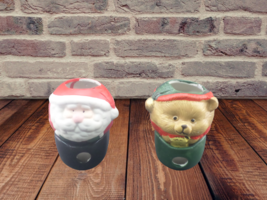  Lot Of 2 Sitting Santa And Sitting Bear Potpourri Pot - £11.68 GBP
