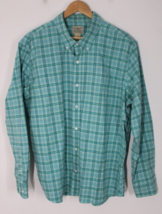 LL Bean XL Green Plaid Long Sleeve Comfort Stretch Untucked Oxford Shirt 510043 - £24.15 GBP