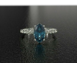 925 Silver Swiss Blue Topaz Promise Ring 4x8 mm Marquees 0.9 Ct Swiss Topaz Band - £48.51 GBP
