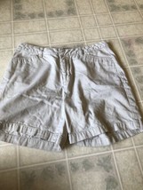 Eddie Bauer Stone Color  Flat Front Size 6 Chino Shorts 100% Cotton - $29.03
