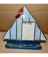Stained Glass Sail Boat Picture Frame For 2 1/2&quot;x 3 3/4&quot; Print 81/2&quot;x8 1... - £14.93 GBP