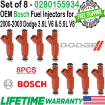 Genuine Bosch x8 Fuel Injectors for 2000, 2001, 2002, 2003 Dodge Durango 5.9L V8 - £147.40 GBP