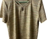 Alfred Dunner Womens Size M Knit Top Green Orange Cream Keyhole  Short S... - $18.00
