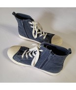 CAT &amp; JACK Sneakers Blue Juniors Girls Size 6 Lace Up Hi Tops Side Zippe... - $181.86 MXN