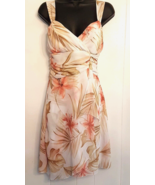 Ruby Rox Sun DRESS Pink Lily Floral Print size 7 Wrap Look Ruched Flowy ... - £15.63 GBP