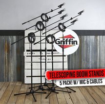 GRIFFIN Microphone Stand Package of 5 with Vocal Unidirectional Handheld... - £105.75 GBP