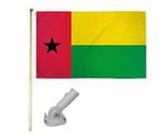 5&#39; Wooden Flag Pole Kit W/Nylon White Bracket 3x5 Guinea Bissau Polyeste... - $24.88