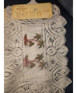 Palm trees Lace Placemat Set Of 2 Side Coffee Table White Cover Size 13&quot;... - £6.54 GBP