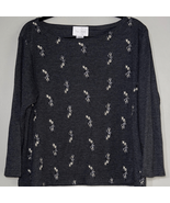 Vue Point Charcoal Floral Metallic Blouse - $216.09 MXN