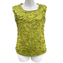 Cable &amp; Gauge Womens Blouse Green Textured Sleeveless Crew Neck Petites PS - £9.45 GBP