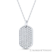 Unisex Dogtag CZ Crystal Pave Bling Jewelry 925 Sterling Silver Pendant Necklace - £25.08 GBP