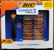 Bic Comfort 3 Hybrid Razor Gift Set - Includes 1 Handle + 16 Cartridges Men&#39;s - £12.78 GBP