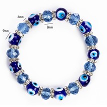 Lucky Eye Glass Beaded Bracelet Crystal Evil Eye Bracelet For Women Men Bracelet - £11.22 GBP