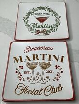 2 Global Design Connections Holiday Canape Plates W/Martini Theme New - $24.70