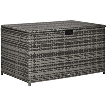 Outsunny 113 Gallon Rattan Waterproof Outdoor Deck Storage Box - Dark Gray - $4,287.00 MXN