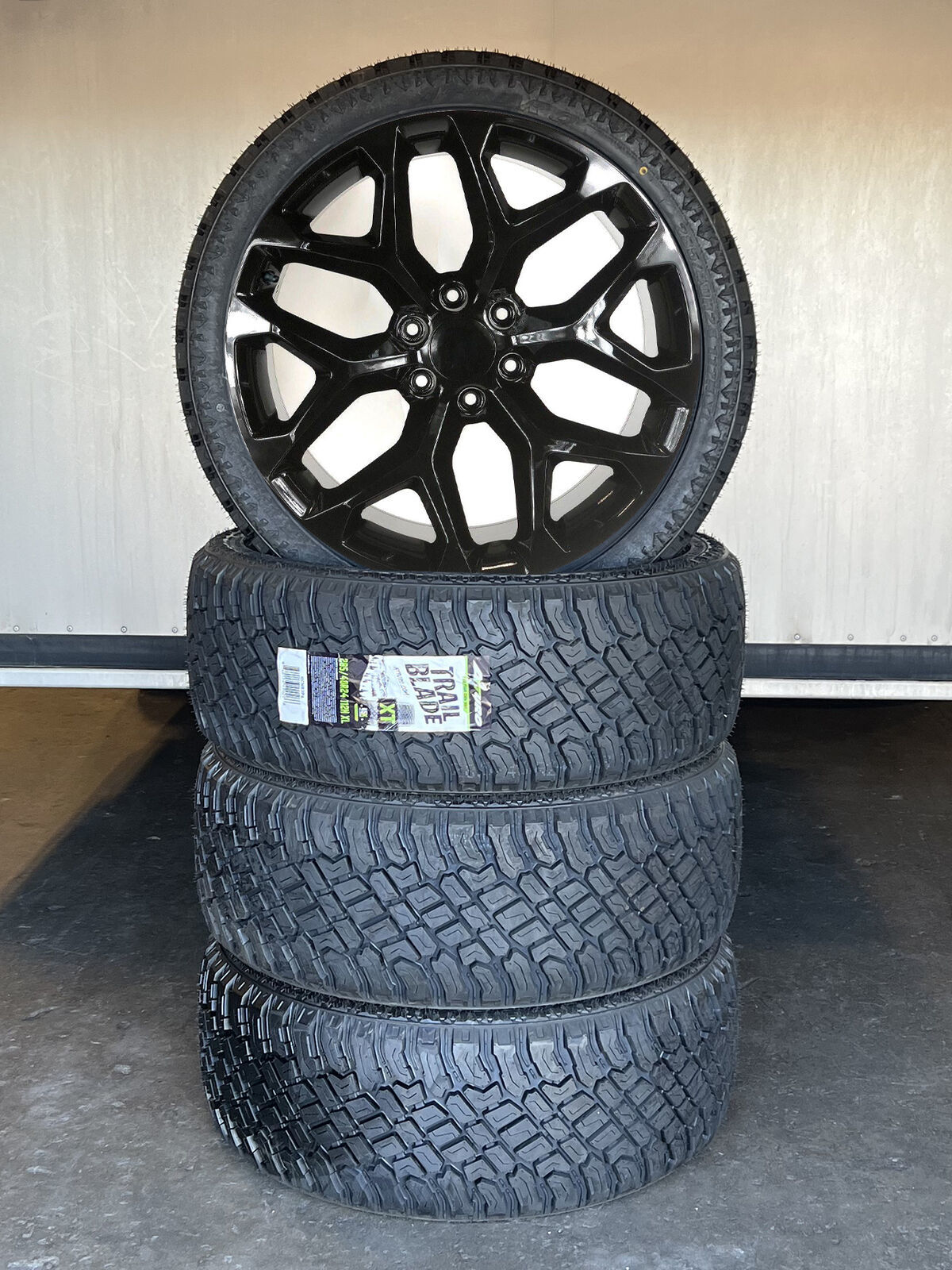 Primary image for 24" Black Snowflake Wheels X/T Tires Chevy Silverado Tahoe GMC Sierra Yukon