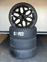 24&quot; Black Snowflake Wheels X/T Tires Chevy Silverado Tahoe GMC Sierra Yukon - £1,974.47 GBP