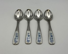Set of 4 BLUE DANUBE Stainless Steel with China Insert Demitasse Spoons - £95.91 GBP