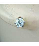 Earth mined Diamond Earrings Deco Design Solitaire Studs Solid 14k White... - $3,343.26 CAD