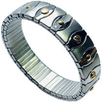 Manuel Zad Stretch Bracelet 18K Gold &amp; Stainless Steel - £91.92 GBP
