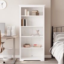 Bookcase BODO White 80x38x180 cm Solid Wood Pine 5-Tier - £153.98 GBP
