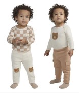 Huggies Girls Boys Layette Set Beige 4-Piece Bodysuits Pants Organic Cotton - $746.18 MXN