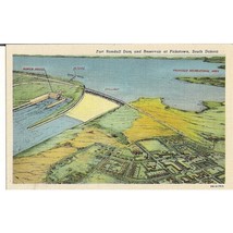 Postcard Fort Randall Dam And Reservoir Pickstown South Dakota Linen Cur... - $3.99