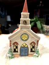 Vintage Lighted Christmas Village Church Putz Snow Top House Table Mantle Tree - £21.59 GBP