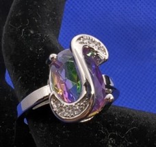 Womens Multi Color Crystal Stone Stainless Steel Ring With  Brilliant Rhinestone - $34.64