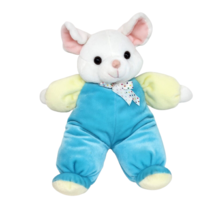 14" Vintage Chosun White Mouse Rattle Blue Pajamas Stuffed Animal Plush Toy Soft - $75.05