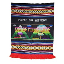 Hand Sewn Wall Tapestry Rug People For Missions Embroidered Bright Tribal - $72.75
