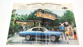 1972 Chevrolet Malibu Sport Coupe Six Flags Atlanta Georgia Two Page Print Ad - $13.37