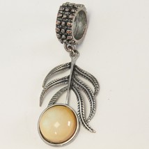 Scarf Ring Slider Pendant Silver Tone Metal Glass Round Enhancer Beaded Necklace - £11.71 GBP