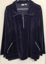 Chicos Zenergy Sz 3 XL 16 jacket purple stretch velour rhinestone 1/4 Zip Mock - £18.30 GBP