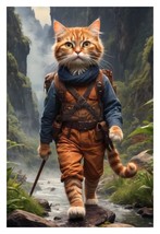 Anthropomorphic Cat Wandering Traveler 4X6 Fantasy Photo - £6.26 GBP